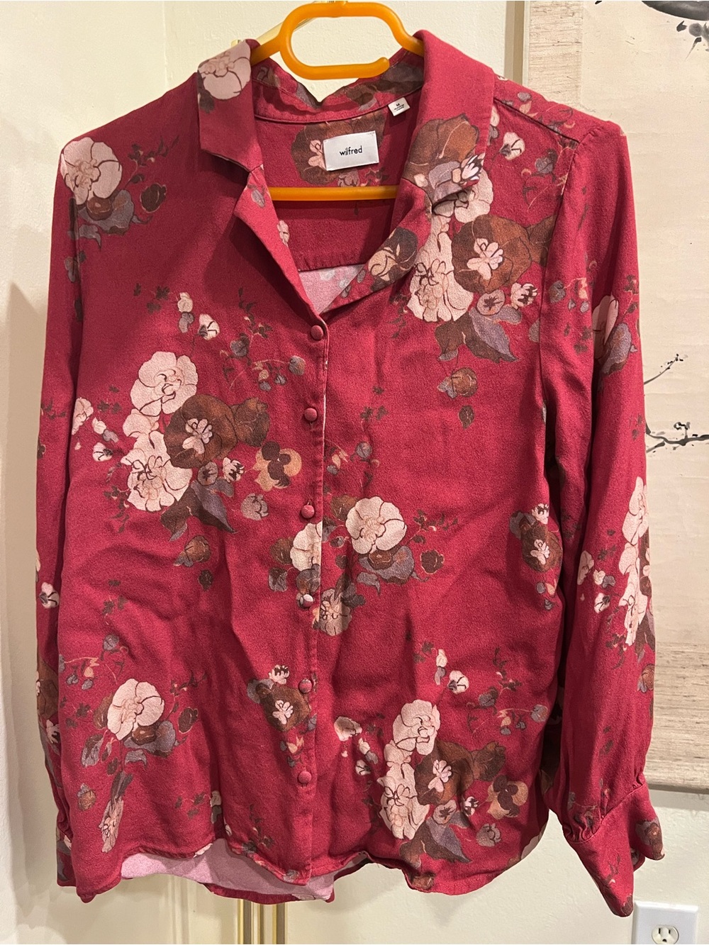 Wilfred Red Floral Button Front Blouse medium